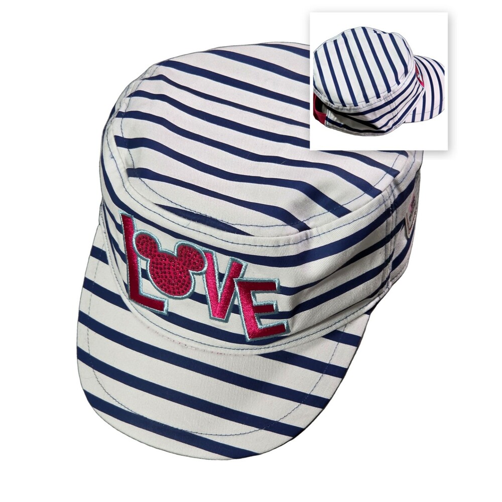 Disney Minnie Mouse Engineer / Army Style Cap With Love Card XOXO Mickey Patch
